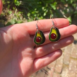 Plastic avocado earrings